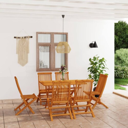 Vidaxl Piece Patio Dining Set Solid Teak Wood Pcs Smiths Food