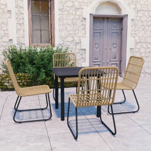 Vidaxl Piece Patio Dining Set Poly Rattan And Glass Pcs Smiths