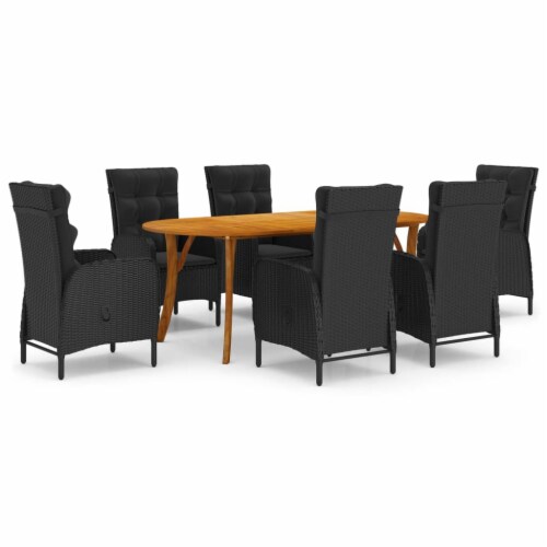 VidaXL 7 Piece Patio Dining Set Black 79 1 Table Length 6 QFC