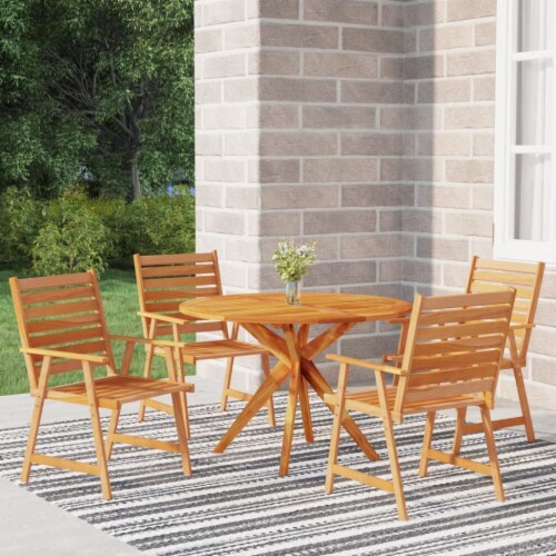 vidaXL 5 Piece Patio Dining Set Solid Wood Acacia Ø 43 3 table 5