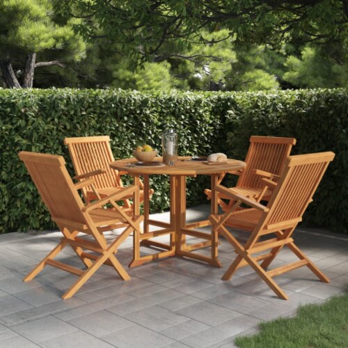 Vidaxl Piece Folding Patio Dining Set Solid Wood Teak X