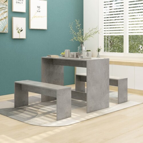 Vidaxl Piece Dining Set Concrete Gray Engineered Wood X