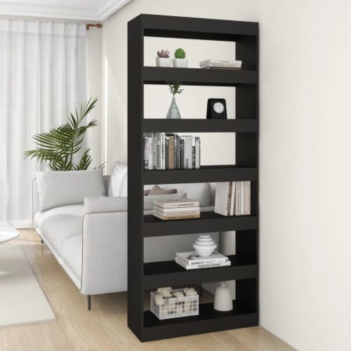 Vidaxl Book Cabinet Room Divider Black X X Engineered Wood