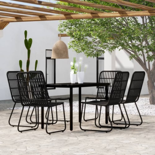 VidaXL 7 Piece Patio Dining Set Black 55 1 Table Length Ralphs