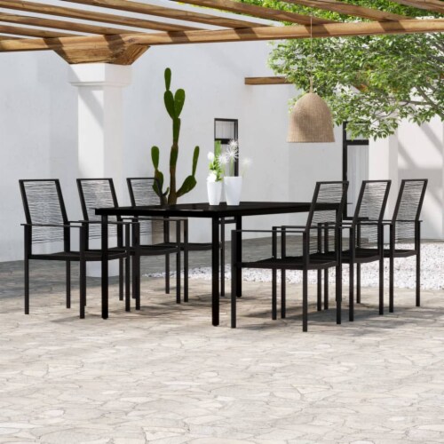 VidaXL 7 Piece Patio Dining Set Black 78 8 Table Length 7 Pcs Smith