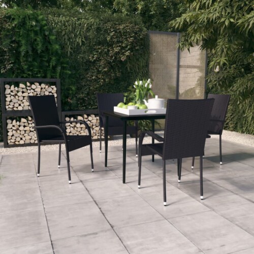 VidaXL 5 Piece Patio Dining Set Black 31 5 Table Length 5 Pcs Kroger