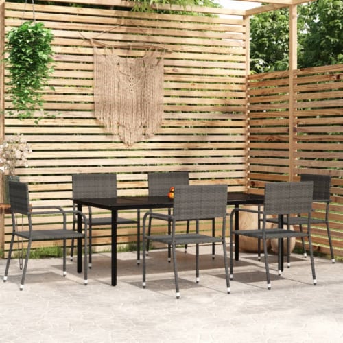 Vidaxl Piece Patio Dining Set Gray Table Length Pcs Frys