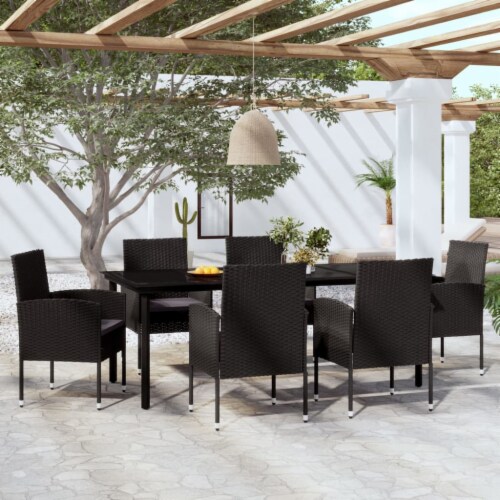 Vidaxl Piece Patio Dining Set Black Table Length Pcs Kroger