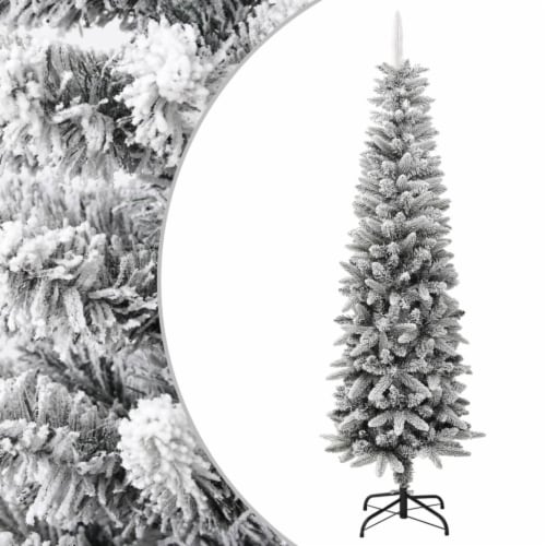 VidaXL Artificial Slim Christmas Tree With Flocked Snow 6 Ft PVC PE