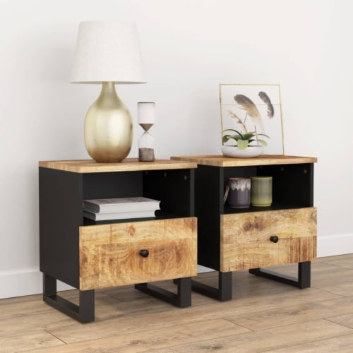 Vidaxl Bedside Cabinets Pcs Solid Wood Mango Engineered Wood Pcs