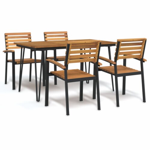 VidaXL 5 Piece Patio Dining Set Solid Wood Acacia And Metal 55 1