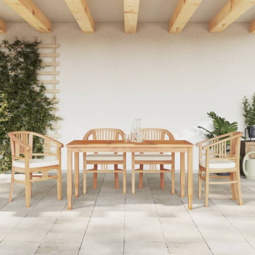 VidaXL 5 Piece Patio Dining Set Solid Wood Teak 59 1 Table Length 5