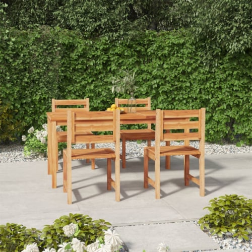 VidaXL 5 Piece Patio Dining Set Solid Wood Teak 63 X31 5 X30 3