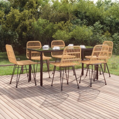 VidaXL 7 Piece Patio Dining Set Poly Rattan 63 X31 5 X29 1 Smith