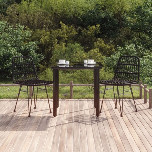 Vidaxl Piece Patio Dining Set Black Poly Rattan X X