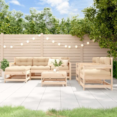 Vidaxl Piece Patio Lounge Set With Cushions Solid Wood X