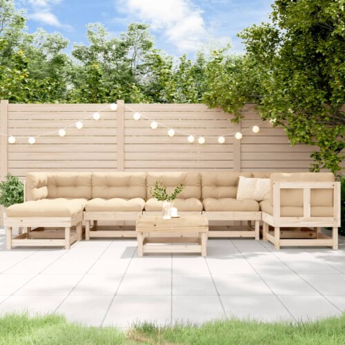 Vidaxl Piece Patio Lounge Set With Cushions Solid Wood X