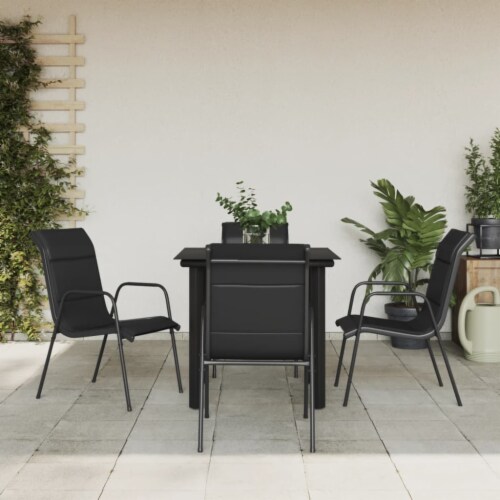 Vidaxl Piece Patio Dining Set Black Steel And Textilene Table