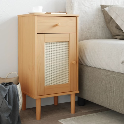 VidaXL Bedside Cabinet SENJA Rattan Look Brown 15 7 X13 8 X31 5 Solid