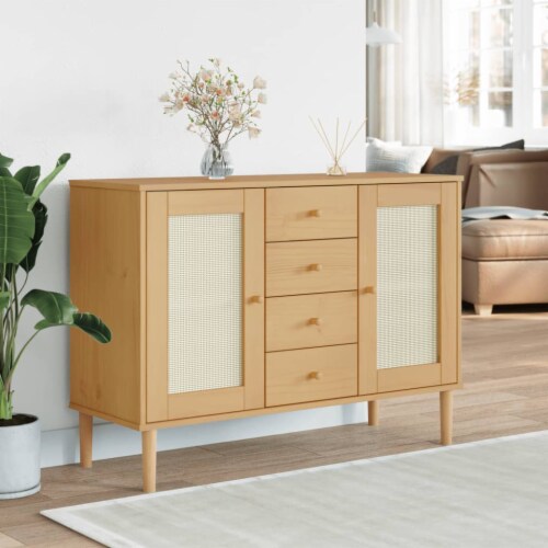 Vidaxl Sideboard Senja Rattan Look Brown X X Solid Wood