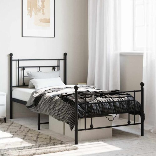 Vidaxl Metal Bed Frame With Headboard And Footboard Black X