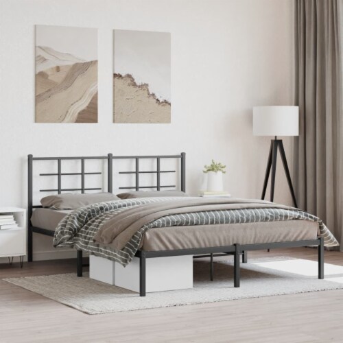 Vidaxl Metal Bed Frame With Headboard Black X X