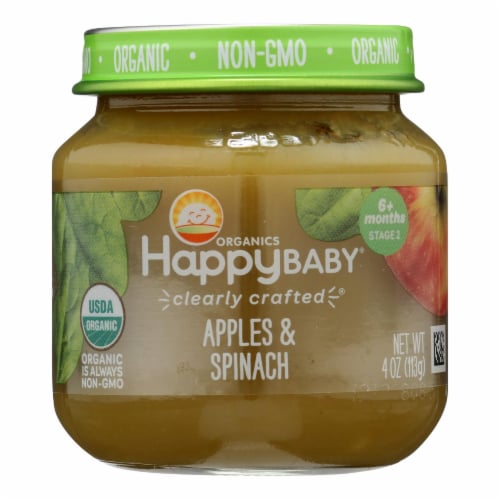 Happy Baby Organic Apples Spinach Stage 2 Baby Food 6 Ct 4 Oz