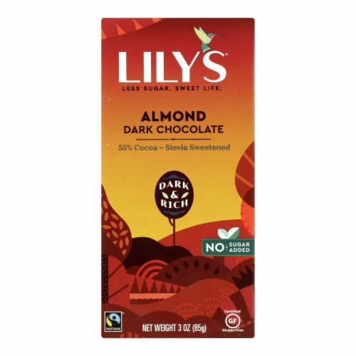 Lily S Sweets Chocolate Bar Dark 55 Percent Cocoa Almond 3 Oz