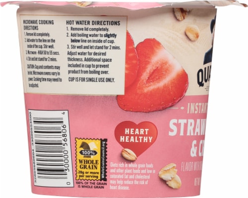 Quaker Strawberry And Cream Instant Oatmeal Breakfast Cup Oz