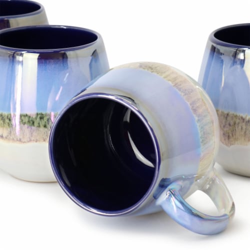 Meritage Luster Piece Ounce Reactive Glaze Stoneware Mug Set In