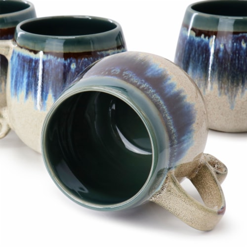 Meritage Lexington 4 Piece 20 Ounce Stoneware Two Tone Mug Set In Blue