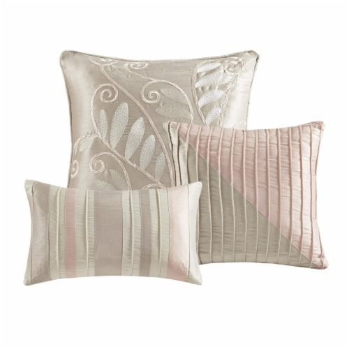 Madison Park Amherst Faux Silk Comforter Set King Blush Taupe 1