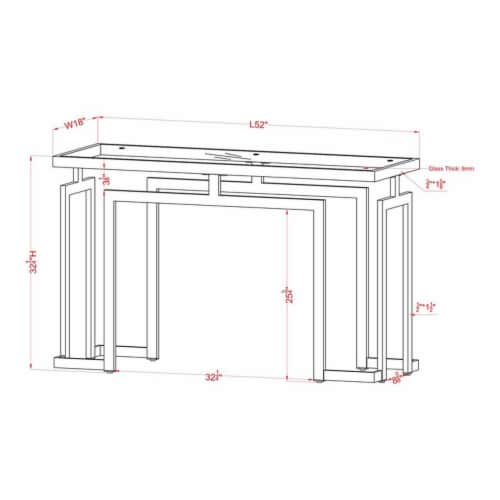 Furniture Of America Mahone Contemporary Glass Top Console Table In