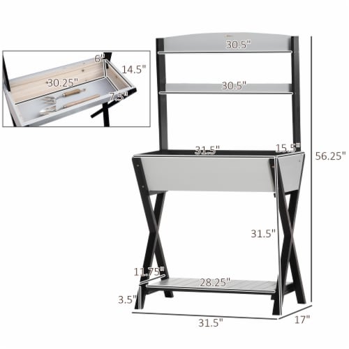 Potting Bench Table Garden Workstation With Hidden Storage Box And