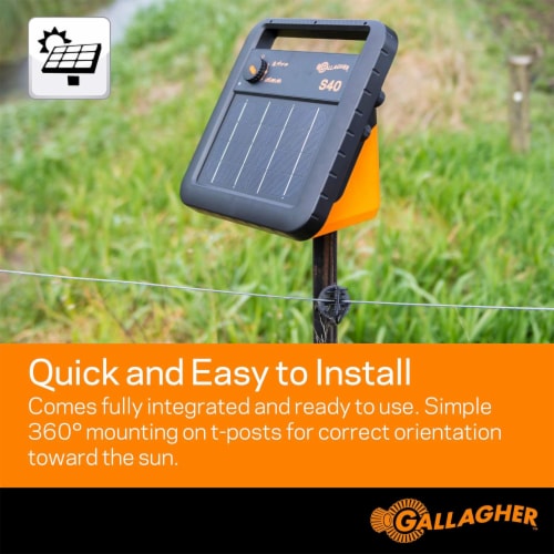 Gallagher Portable Solar Electric Fence Energizer With Solar Battery