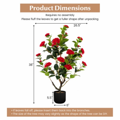 Inch Artificial Camellia Tree Faux Flower Plant In Cement Pot Pack