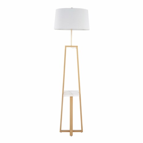 Cosmo Shelf Contemporary Glam Floor Lamp In White Marble And Gold