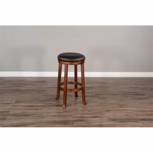 Sunny Designs Tuscany Mahogany Wood Backless Swivel Stool In Medium