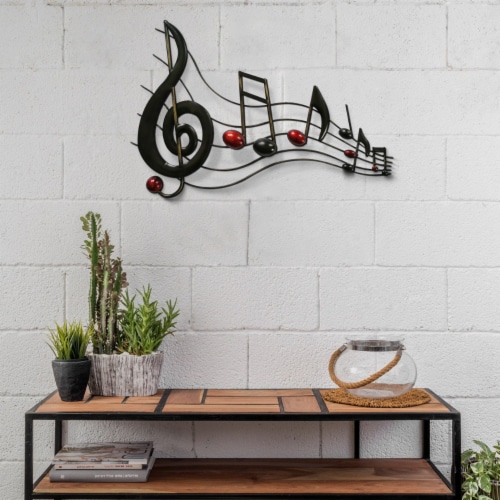 Metal Musical Notes Wall Hanging Art Decor Black And Copper Saltaro