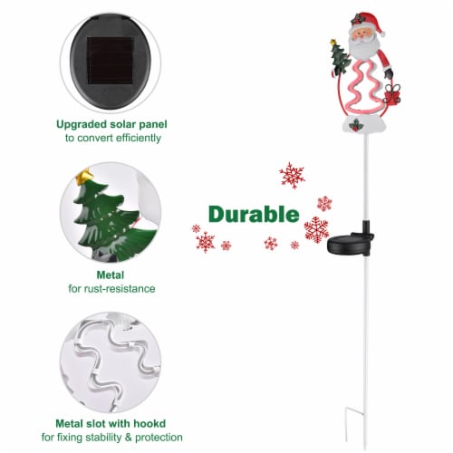 8 Pack Solar Stake Lights Santa Snowman Christmas Tree LED Pathway Yard