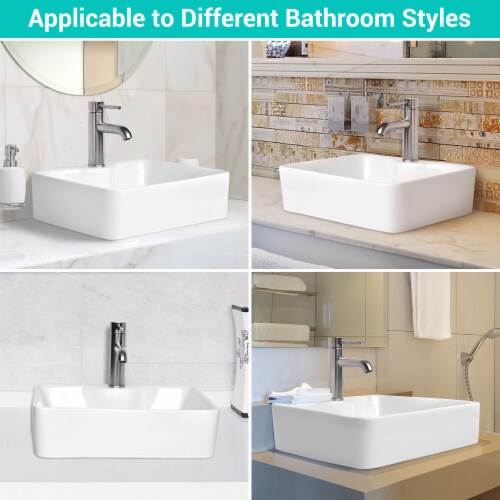 Aquaterior Rectangle Bathroom Vessel Sink Above Counter Porcelain