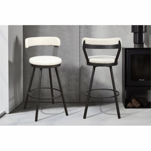 Lexicon Appert Metal Pub Height Swivel Stools In Dark Gray White Set