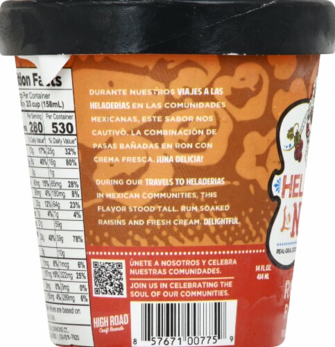 Helados La Neta Rum Raisin Ice Cream Pint 14 Oz Fred Meyer