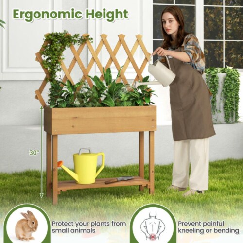 Hivvago Wooden Raised Garden Bed Mobile Elevated Planter Box With