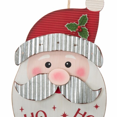 Glitzhome Inch Tall Lighted D Wooden Metal Santa Wall Decor Set Of