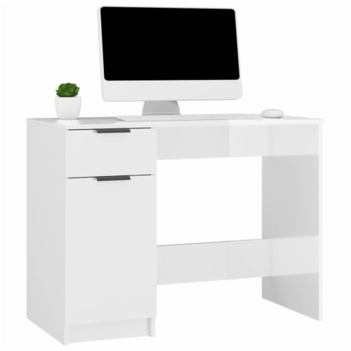 Vidaxl Desk High Gloss White X X Engineered Wood X