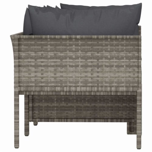 Vidaxl Piece Patio Lounge Set With Cushions Gray Poly Rattan