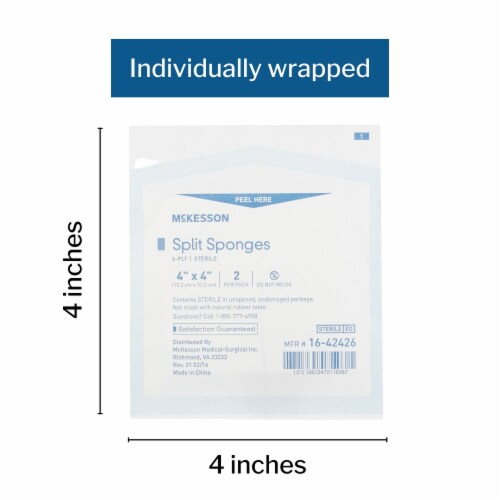 McKesson 6 Ply Split Sponges Sterile 4 X 4 25 Pack S 2 Per Pack 4 X