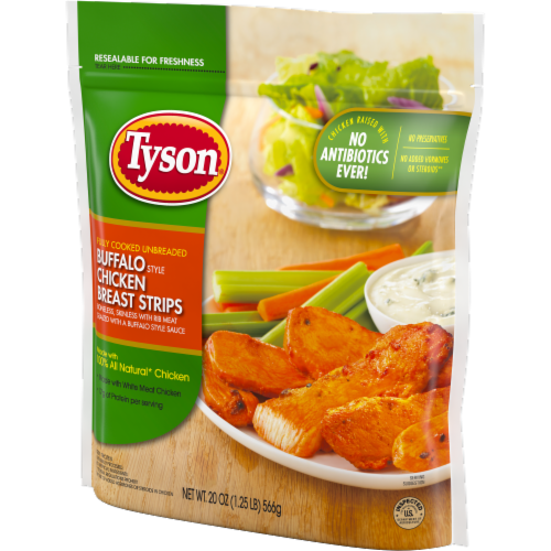 Tyson Frozen Fully Cooked Unbreaded Buffalo Style Chicken Breast Strips