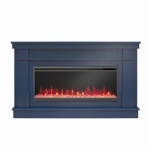 Waverly Wide Mantel With Linear Electric Fireplace Crystal Ember Bed